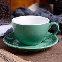 컬러팝 도자기 커피잔세트 티웨어 라떼 컵앤소서 그린, 상세 참조