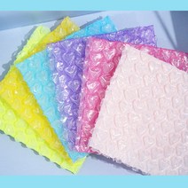 하트 뽁뽁이 에어캡 포카 포장 선물 10x10cm 5장, 소-옐로우