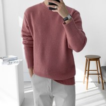 맨즈에버 오버핏 남자 라운드 니트