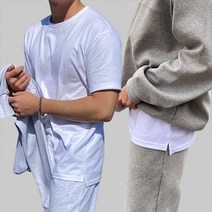 [1+1] 남녀공용 레이어드 트임 반팔 머슬핏 빅사이즈 오버핏