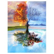 대진 보석십자수 40X80 50X40 사이즈 대형 금전운 보석 십자수, 33 사계절 나무 40x50, new