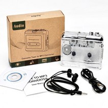 카세트플레이어 휴대용 카세트 플레이어 레트로감성 라디오 테이프 레코더 to mp full transparent shell type c port convert walkman to, 없음