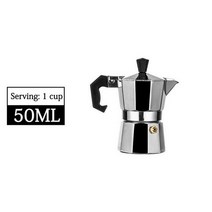 [항공]1/3/6/9 컵 커피 메이커 에스프레소 모카포트, 은빛 50mL (1 컵)