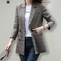 초이 체크 캐주얼 투버튼 자켓