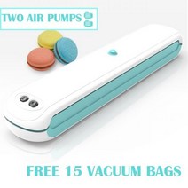 진공포장기 진공기 포장기계 진공 실러 전기 기계 주방 액세서리 보관 및 포장 비닐 봉투 의류 모터 가정용 자동, 영국 플러그_BLUE 2AIR PUMPS