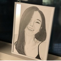 100% 수작업 초상화 A5(20cm) 연필 색연필 크리스마스 생일 친구 선물 거실인테리어 크리스마스 연말 새해 선물 - 아트버프, 4번 올리브골드 알미늄액자