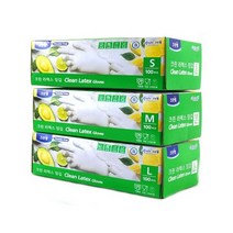 100% 천연고무 크린랩 요리용 미용 라텍스장갑 고무장갑 위생장갑 100매 S M L, 대(L), 대(L)