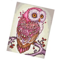 MJS 보석십자수 캔버스형 50 x 40 cm DIY 세트 BSX40, 핑크 행운 부엉이