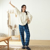 모스트맘 체크 수면바지 청록
