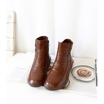 릴리비 융기모 가죽 앵클부츠(4cm) 논슬립 고무창 여성앵글부츠