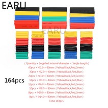 164pcs 세트 폴리올레핀 수축 모듬 열 튜브 와이어 케이블 절연 슬리브, 한개옵션0