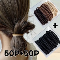 미다미 100P 검정 /브라운 기본 대용량 머리끈 케이스 고무줄