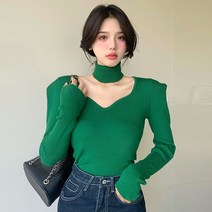 메이킹유 스웨터 어깨퍼프 골지니트 얇은 단색 19268피트라니트