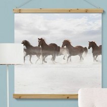 데코밍샵패브릭족자_90CmX90Cm-풍수에좋은역동적인말02_우드스크롤_cd943, 6.이미지