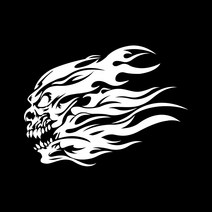 대형 해골 스티커 불꽃 스컬, 흰색, L, 정방향, 1개