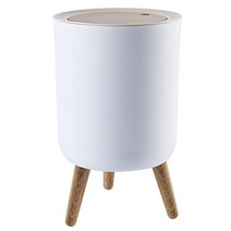 원터치 라운드 원목 휴지통 7L, 화이트, 1개