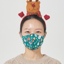파라다이슨 크리스마스 마스크 99.9% 항균구리 국산 패션 연예인 마스크, Xmas 믹스그린, M