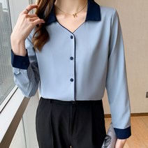여성 데일리 브이넥 블라우스 하늘비즈 C10 M889S490