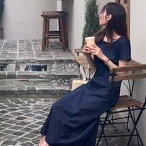 기타 바보사랑[디작소]여성 데일리 여름 생지 데님 롱 원피스