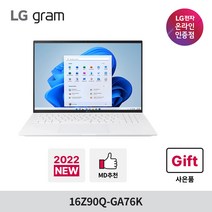 LG NEW 그램 12세대 노트북 16Z90Q-GA76K, Windows11, 16GB, 512GB, 코어i7, 화이트
