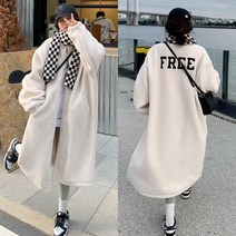 Tagi 여성 빅사이즈 롱 후리스 자켓 가디건 플리스 노카라 기모 보온 단추 맨투맨 코트 뽀글이점퍼 융털