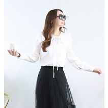 프린세스걸 로맨틱걸 화이트 2겹 카라 레이스 리본 블라우스/셔츠