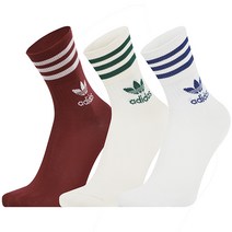 아디다스 불꽃로고 스포츠양말 MID 컷 CREW SOCKS 3팩 레드+화이트+화이트, 상세설명참조, S