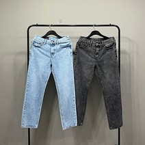맨스토리 남자 사계절 레귤러핏 흑청 연청 데님팬츠