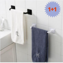 2p세트 욕실 벽부착 타올 수납 욕실용품 강력접착 수건걸이, 수건걸이A타입_숏블랙2P