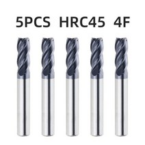 앤드밀 엔드밀 Tooleye HRC45 4 플루트 초경 밀링 커터 Cnc Maching 용 엔드 밀 금속 가공 합금 코팅 플랫 1 2 3 5 6 7 8 10mm 153052, d10xD10x100L, 5pcs HRC45 4F