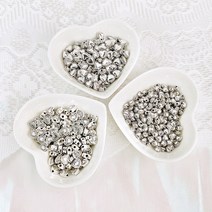 실버 레이스 하트 금속 비즈 공예 재료, 하트(10개)