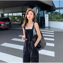 Momolatti여성 봄 가을 청 멜빵바지 여름 직통 데님 점프수트