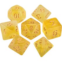 dnd 다면체 7 다이 반투명 주사위 완전한 세트 d4 d6 d8 d10 d d12 d20 for trpg, 1-황백색