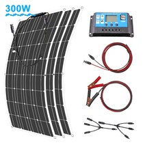 태양광판넬 주택태양광 태양광모듈 400W 방수 유연한 태양 전지 패널 배터리 충전기 캐러밴 RV 홈 12V 캠핑, 07 300W Solar System
