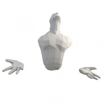 사람 조각상 쉬운종이접기 페이퍼 토이 크래프트 도안 수업 종이인형 2평 방꾸미기 벽인테리어, 화이트