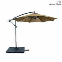 Ocean Whale 초대형 가든 원형 파라솔 + 4piece 물통 받침대 세트, 네이비+4piece 물통