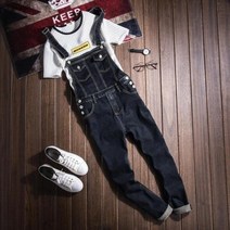 남성 점프수트 청 작업복 데님 밀리터리 워크웨어 빈티지 오버롤 청바지 남성 패션 0