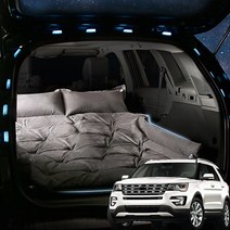 SUNCARMAT 포드 익스플로러 스웨이드 자충 에어매트 트렁크 바닥 매트 차량용 차박 캠핑 튜닝 용품, 2인용, 블랙