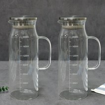 BESTAR 베스타 내열유리 물병 스텐뚜껑 냉장고물병, 1600ml×2개