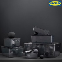 [이케아] KUGGIS 쿠기스 수납함＋뚜껑, KUGGIS수납함26x35 투명블랙 505.140.40