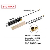 Eoth LOT PCB 안테나 무선 모듈용 내부 와이파이 2.4GHz 433mhz 4g lte IPEX 1 인터페이스 50Ω 저항 이득 3dBi 10PCs, 1.2.4g ipex1