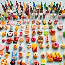 미니어처 diy 소품 마트 음료 술병 음식 디저트 장식, 20개(10음식+10병) 중복없이 2개 선물