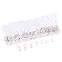 GHSHOP 1500 pcs 목걸이 수리를위한 오픈 점프 링 발견 키트 플라스틱 상자가있는 diy 공예, 설명, 설명, 화이트 실버