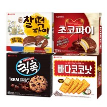 롯데 명가찰떡파이 350g+초코파이 336g+칙촉 오리지널 180g+빠다코코낫 300g(총4개), 4개