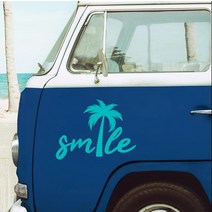 캠핑카 카라반 트레일러 스마일 팜 트리 비치 데칼 SUV 트럭 창문 장식 레이싱 방수 비닐 액세서리, 20.파란 - 30CM