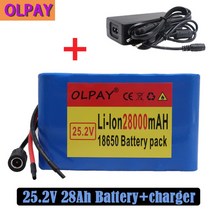전동킥보드충전기 전기자전거 전동휠 충전기 대용량 배터리 팩 6s6p 24v 28ah 25.2v 전자 자전거 스쿠터 휠체어 4 륜차 18650 리튬 배터리 팩 bms +호환, 푸른