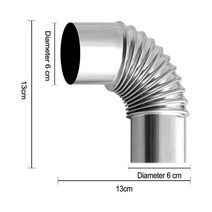 연통 캠핑난로 화목 난로 펠렛 무동력팬 에탄올 펠릿 가정용 불멍 스텐 스테인레스 스틸 나무 스토브 굴뚝 용광로 튜브 90도 튜브 2.36in 캠핑 스토브 액세서리 야외 굴뚝 t, 은