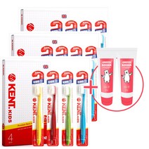 켄트키즈칫솔 +그린킨더 저불소치약 천연라즈베리향50g 10무첨가 무방부제 옵션택일, 켄트키즈칫솔3팩+라즈베리치약2개