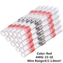 자동스위치 토클스위치 DIY스위치 10 PCS 열 수축 와이어 커넥터 SST21 방수 슬리브 AWG2218 버트 전기 스플라이스 주석 도금 솔더 씰 터미널, 없음, Solder Seal Red+10PCS