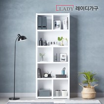 [수도권무배] 레이디가구 더블 36T 수납 800 5단책장, 그레이화이트
